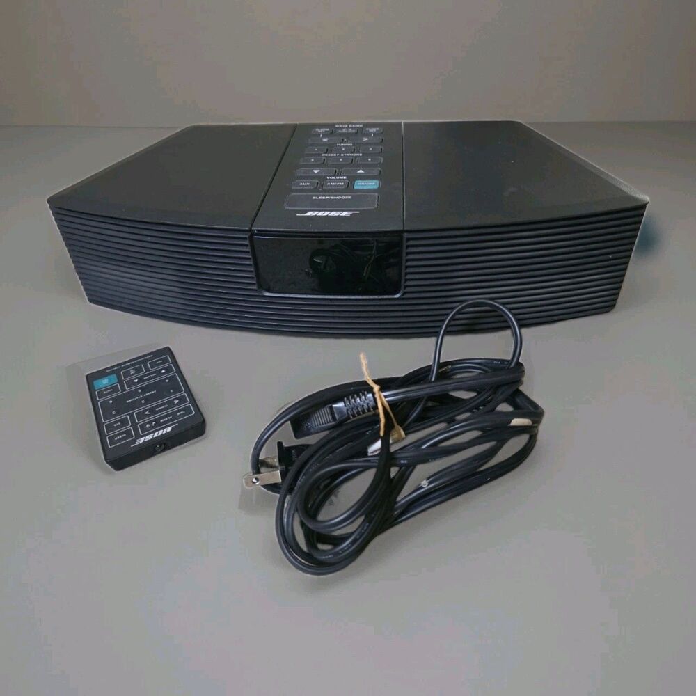 Bose Wave Radio Model AWR1RG Black FM/AM/Alarm Clock w Remote & Power Cable